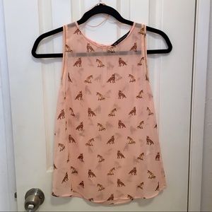 Zara Trafaluc Pink Print Sleeveless Blouse